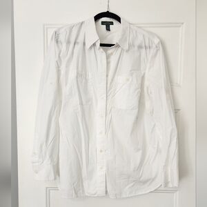 1X womens ralph lauren white button down